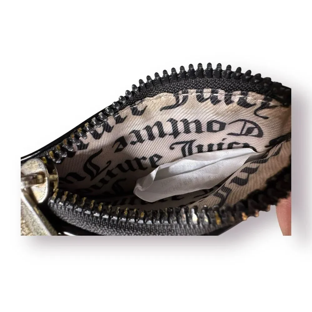 Juicy Couture‎ Small Black Wallet Wristlet with Heart Charm/Chain